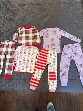 Hanna Andersson Kids Plaid & Character Pajama Set - Red, Pink, Lavender